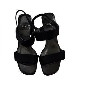 Stuart Weitzman black slingbacks Size 7 heel leather sandals